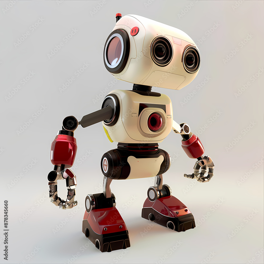 3D cute robot in white background vector image 3D cute robot in white background vector image