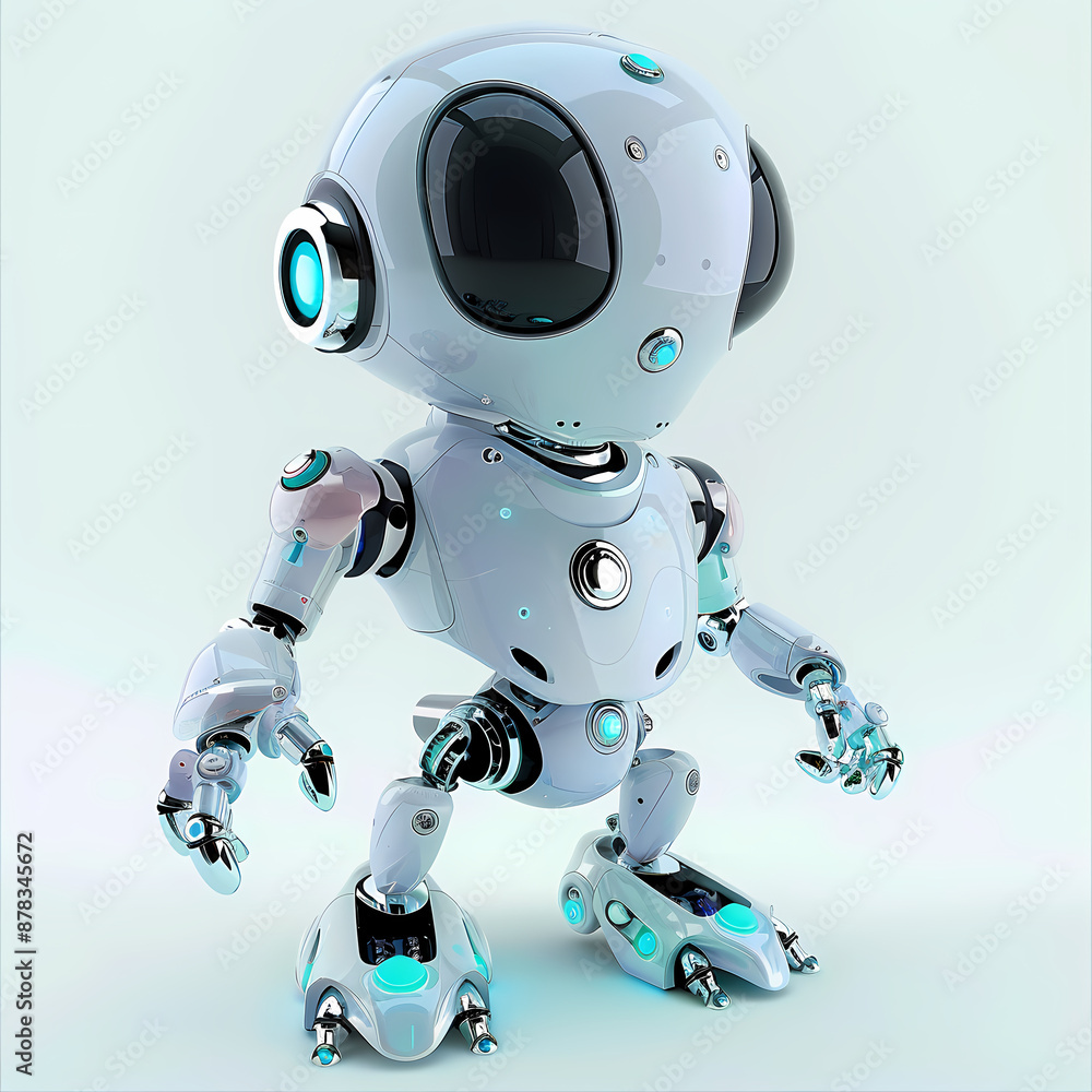 3D cute robot in white background vector image 3D cute robot in white background vector image
