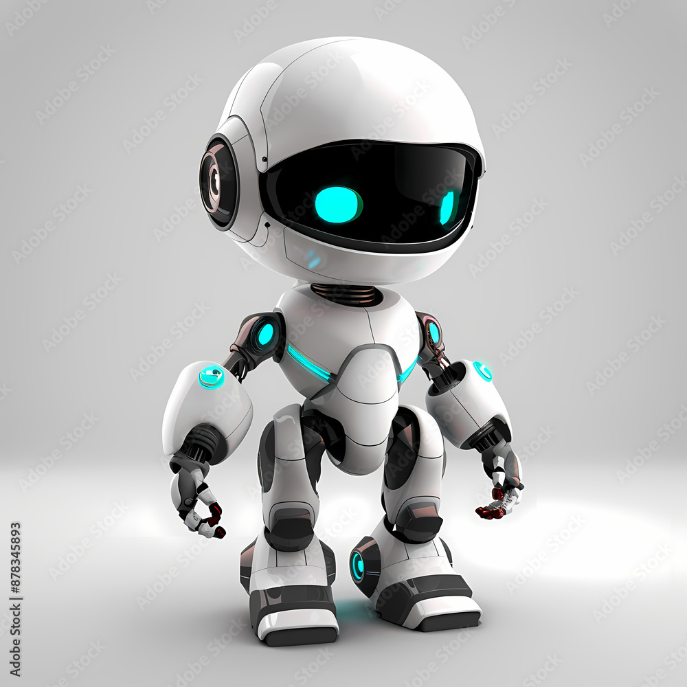 3D cute robot in white background vector image 3D cute robot in white background vector image