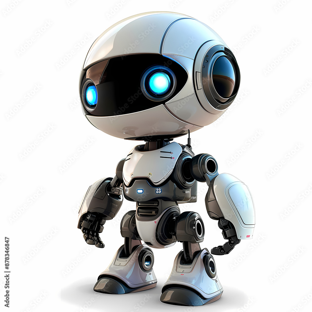 3D cute robot in white background vector image 3D cute robot in white background vector image