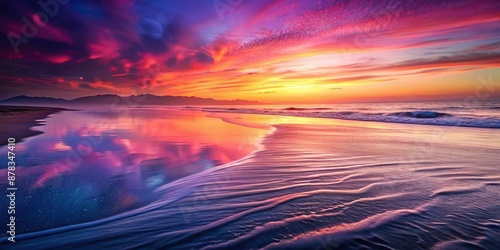 Serene Beach Sunsets Vibrant Ocean Waves, Dramatic Skies, and Romantic Twilight Reflections