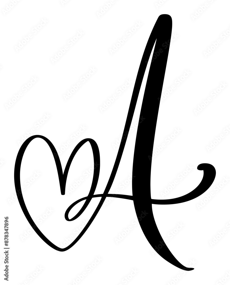 Fotografie Vector Vintage heart letter monogram logo A