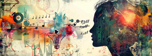 Design art concept abstract contemporary modern background business graphic idea. Work concept art design retro office poster icon hand team success digital ad artwork visual technology research job.