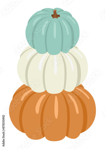 Three autumn pumpkins on top of each other