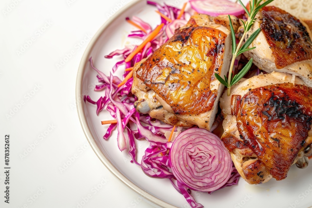 Rustic Skillet Chicken and Tangy Pickled Cabbage and Red Onion Slaw Rustic Skillet Chicken and Tangy Pickled Cabbage and Red Onion Slaw
