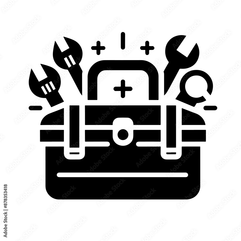 design icon tool box black and white vector design icon tool box black and white vector