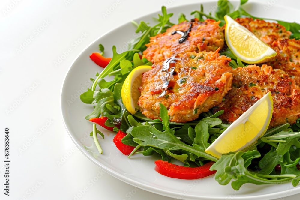 Exquisite Dijon Balsamic Salmon Cakes with Fresh Lemon Wedges Exquisite Dijon Balsamic Salmon Cakes with Fresh Lemon Wedges