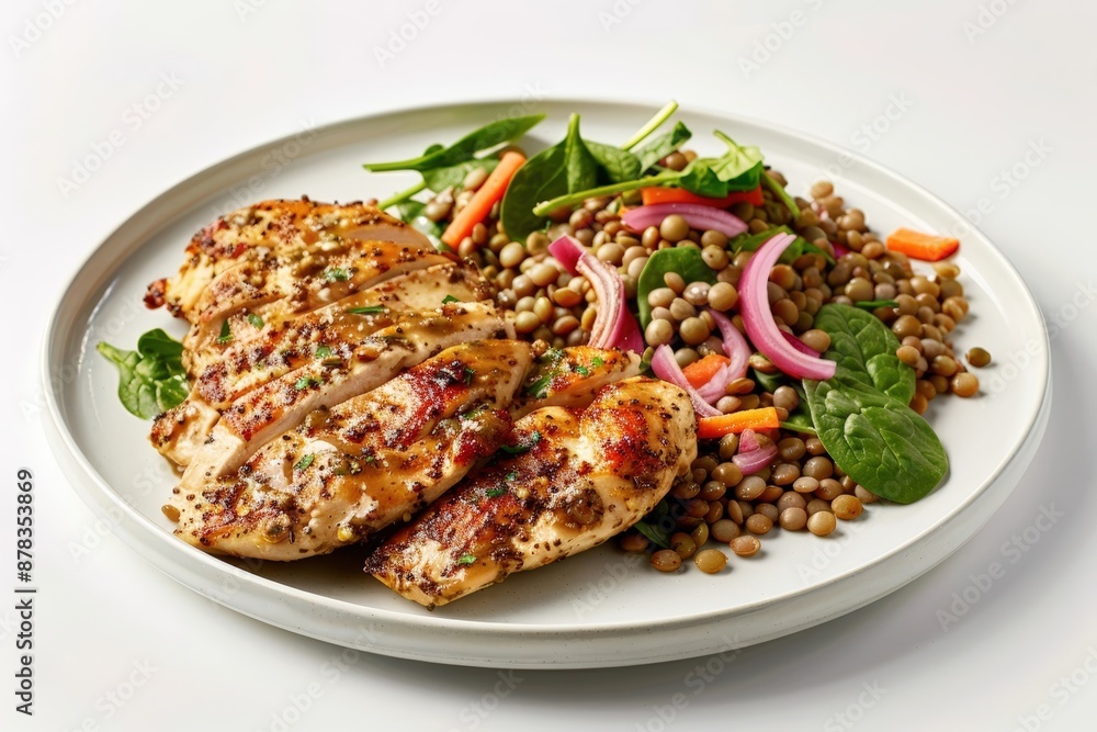 Dijon Chicken with Warm Lentils and Tangy Sherry Vinegar Dressing Dijon Chicken with Warm Lentils and Tangy Sherry Vinegar Dressing