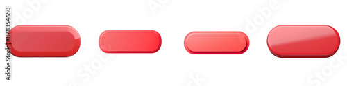 set of A minimalistic design with a 2d simple red bar, oval icon, on a transparent background