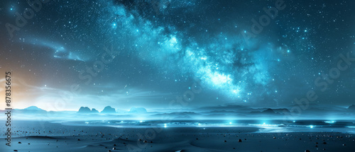 Wallpaper Mural A magical beach scene with glowing waves under a starry sky, evoking a sense of summer magic and wonder. Torontodigital.ca