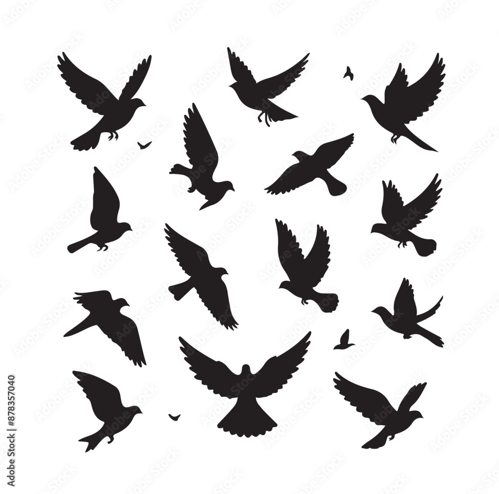 Flying birds silhouettes vector illustration Flying birds silhouettes vector illustration