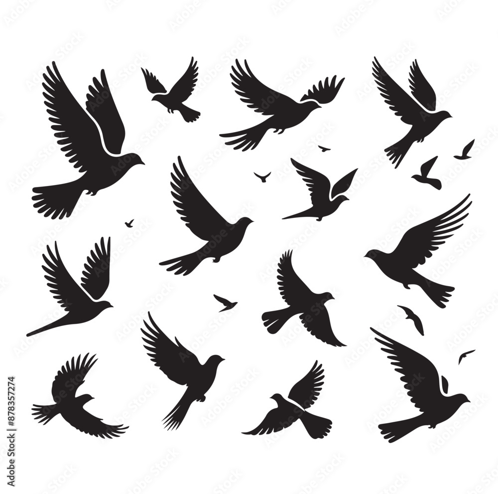 Flying birds silhouettes vector illustration Flying birds silhouettes vector illustration