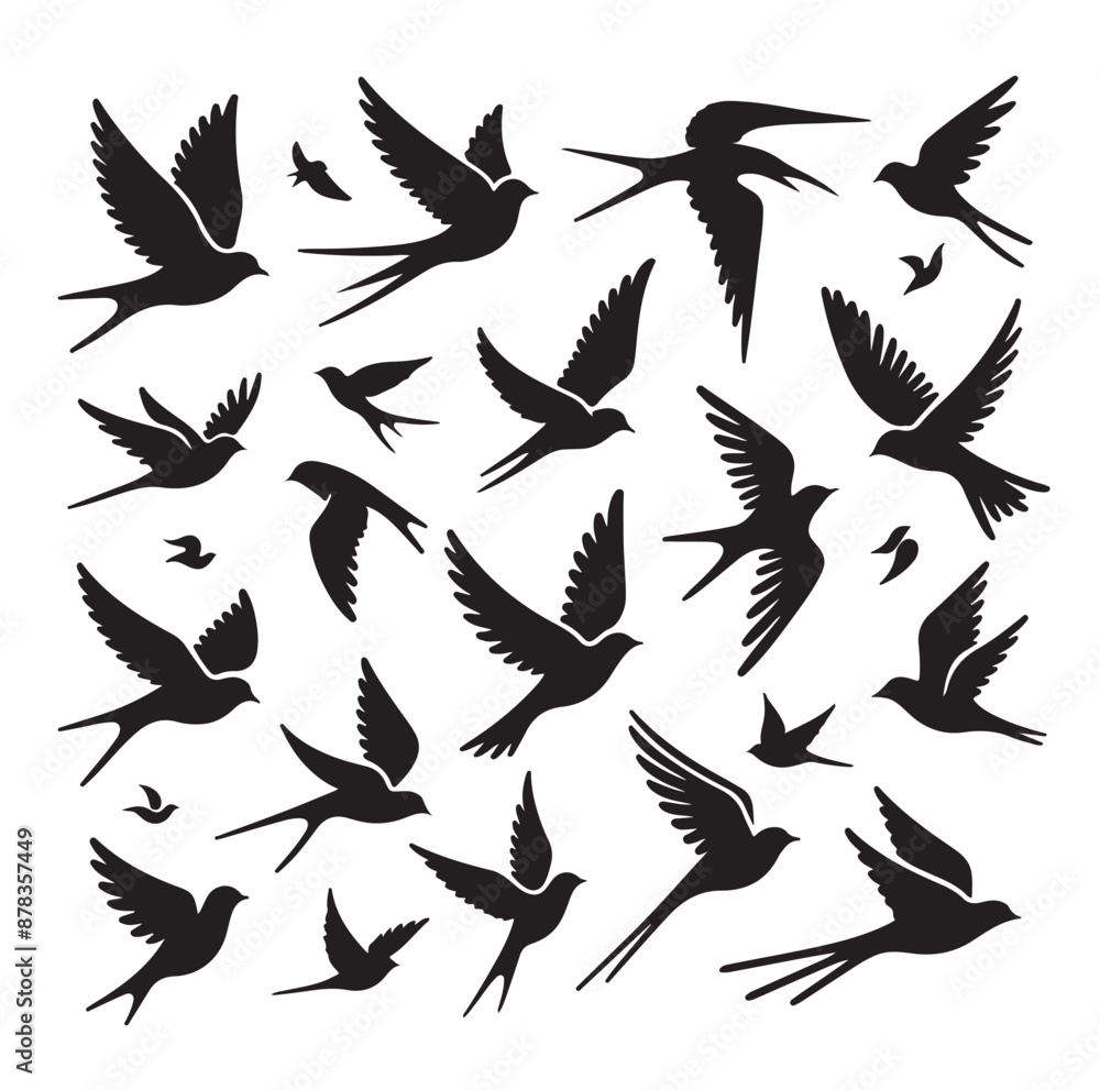 Obraz premium Flying birds silhouettes vector illustration