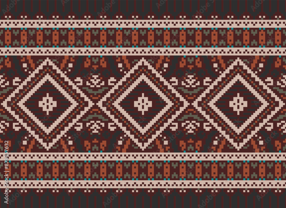 Geometric ethnic oriental seamless pattern traditional Design for background,carpet,wallpaper.clothing,wrapping,Batik fabric,Vector illustration.embroidery style - Sadu, sadou, Geometric ethnic oriental seamless pattern traditional Design for background,carpet,wallpaper.clothing,wrapping,Batik fabric,Vector illustration.embroidery style - Sadu, sadou,