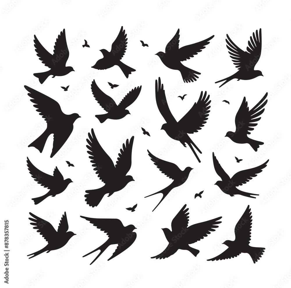 Flying birds silhouettes vector illustration Flying birds silhouettes vector illustration