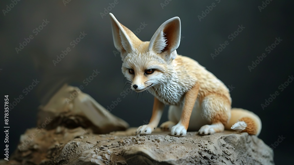 The smallest fox local to the region deserts is the fennec fox very detailed and realistic shape The smallest fox local to the region deserts is the fennec fox very detailed and realistic shape