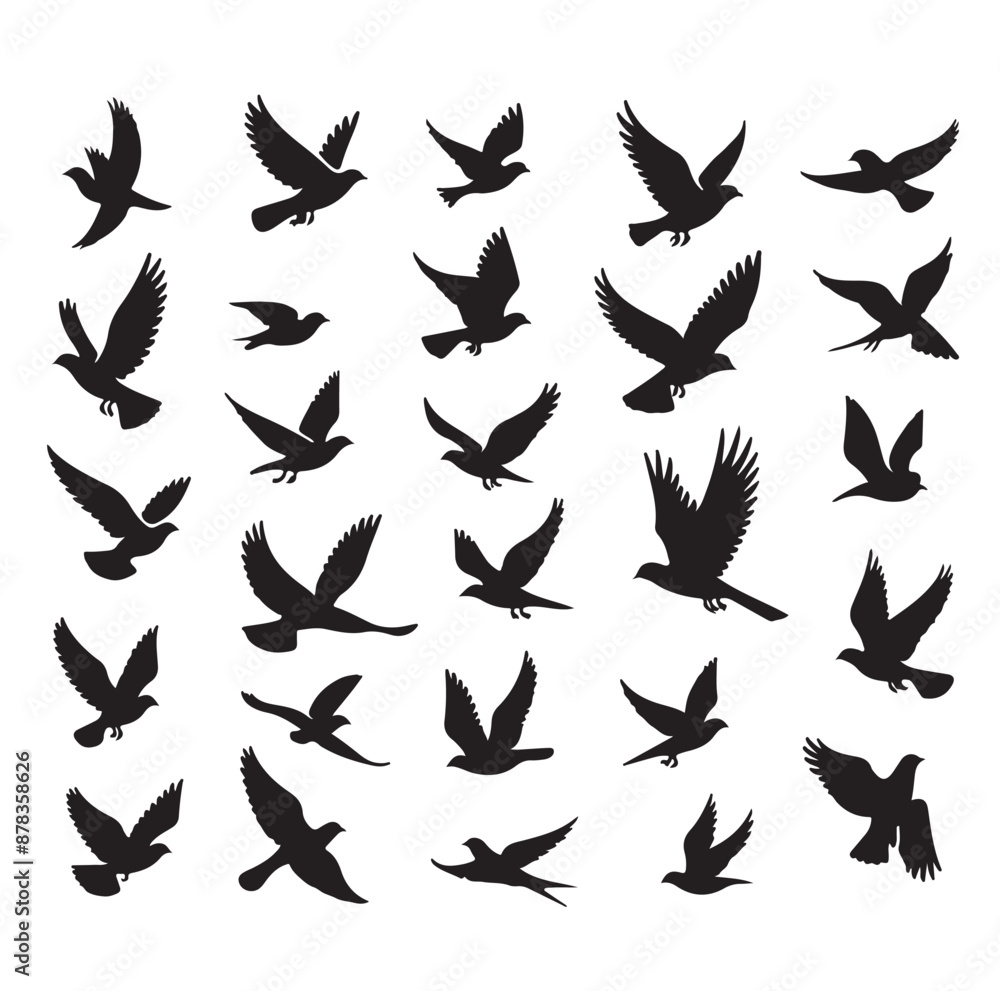 Flying birds silhouettes vector illustration Flying birds silhouettes vector illustration