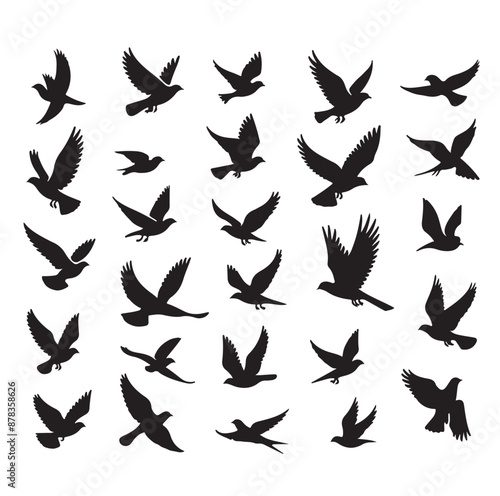 Flying birds silhouettes vector illustration