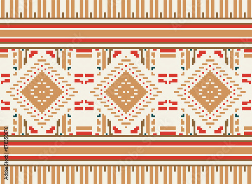 Geometric ethnic oriental seamless pattern traditional Design for background,carpet,wallpaper.clothing,wrapping,Batik fabric,Vector illustration.embroidery style - Sadu, sadou,