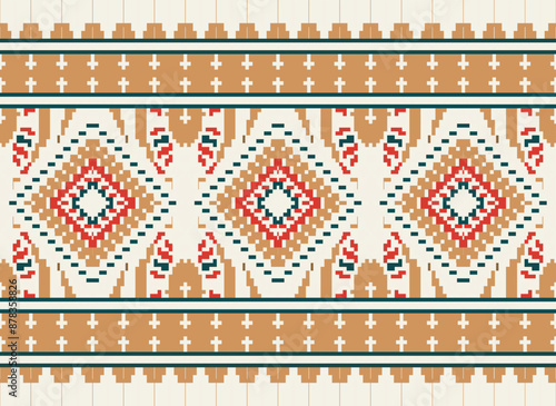 Geometric ethnic oriental seamless pattern traditional Design for background,carpet,wallpaper.clothing,wrapping,Batik fabric,Vector illustration.embroidery style - Sadu, sadou,