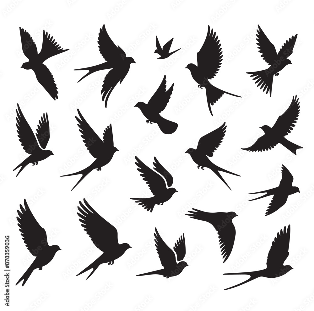 Flying birds silhouettes vector illustration Flying birds silhouettes vector illustration