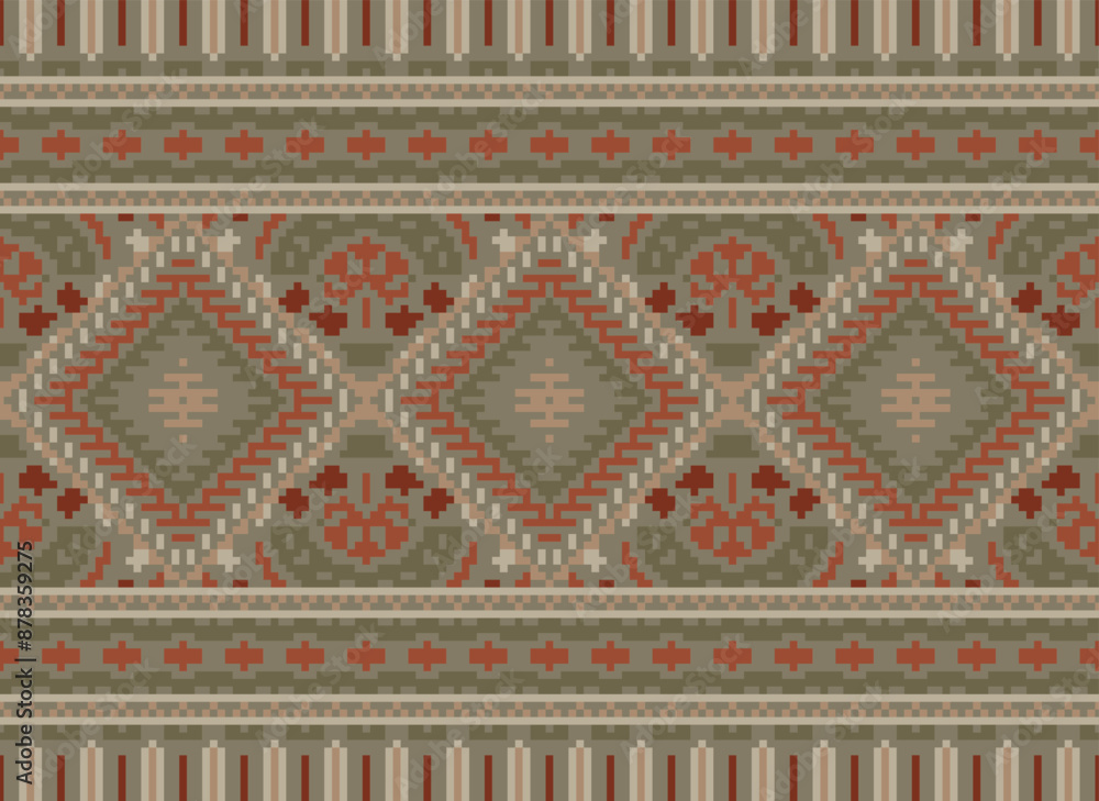 Geometric ethnic oriental seamless pattern traditional Design for background,carpet,wallpaper.clothing,wrapping,Batik fabric,Vector illustration.embroidery style - Sadu, sadou, Geometric ethnic oriental seamless pattern traditional Design for background,carpet,wallpaper.clothing,wrapping,Batik fabric,Vector illustration.embroidery style - Sadu, sadou,
