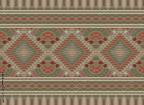 Geometric ethnic oriental seamless pattern traditional Design for background,carpet,wallpaper.clothing,wrapping,Batik fabric,Vector illustration.embroidery style - Sadu, sadou,