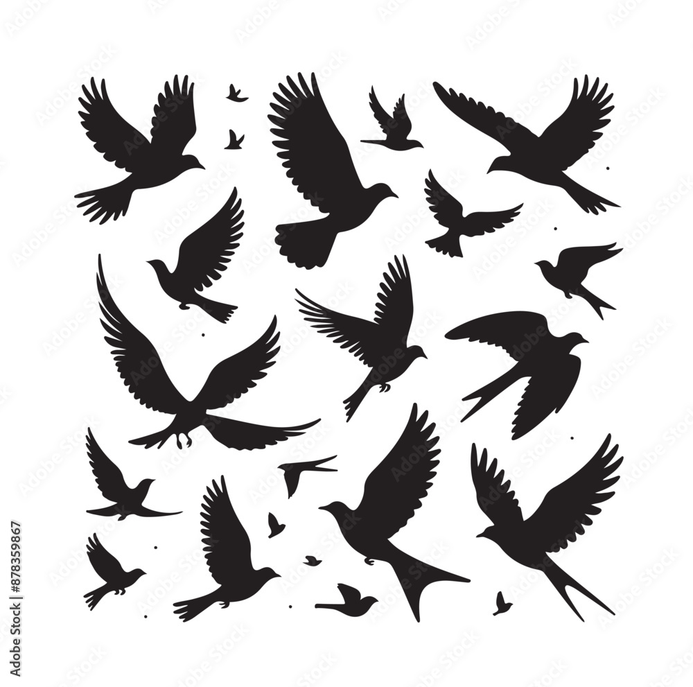 Flying birds silhouettes vector illustration Flying birds silhouettes vector illustration