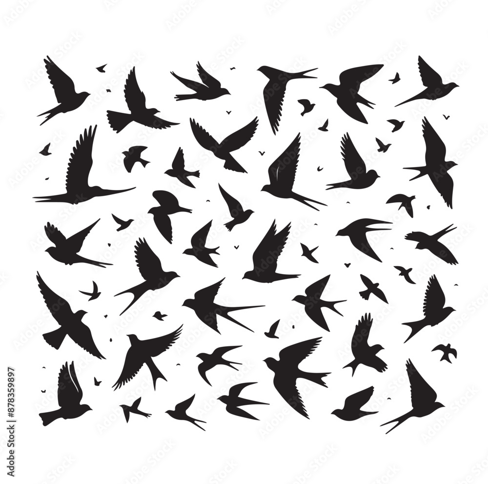 Flying birds silhouettes vector illustration Flying birds silhouettes vector illustration