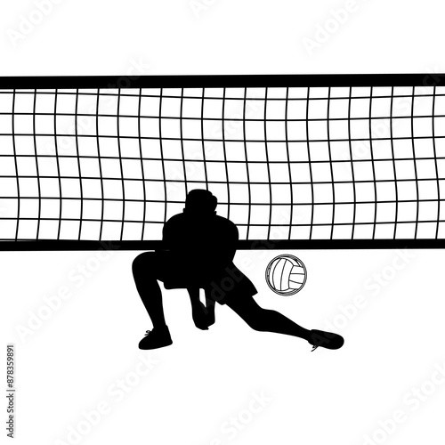 silhouette of a volleyball player passing down vector