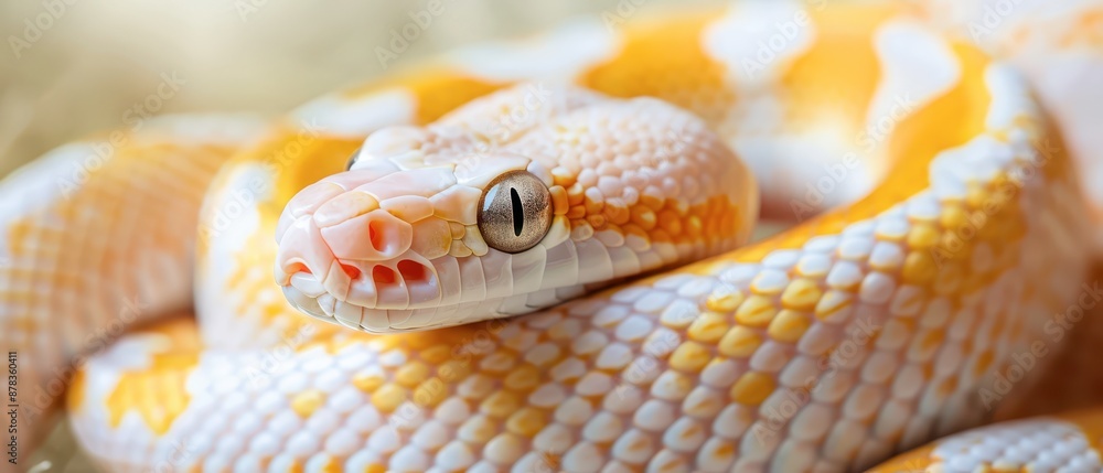Close Up of a Yellow And White Snake Resting During the Day Close Up of a Yellow And White Snake Resting During the Day