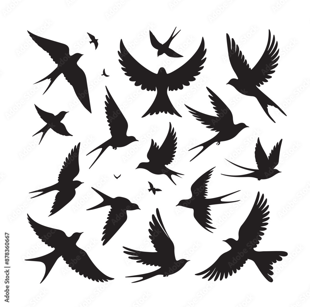 Flying birds silhouettes vector illustration Flying birds silhouettes vector illustration