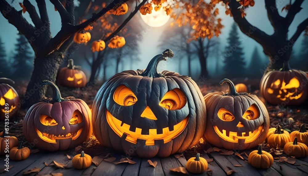 halloween background with pumpkin and bats halloween background with pumpkin and bats