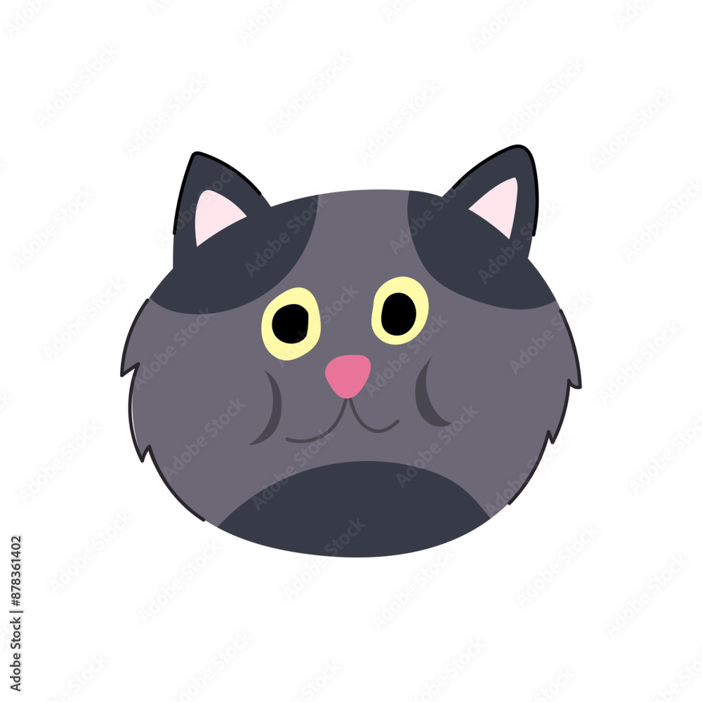 kitten cat face cartoon. happy funny, head kitty, tabby surprise kitten cat face sign. isolated symbol vector illustration kitten cat face cartoon. happy funny, head kitty, tabby surprise kitten cat face sign. isolated symbol vector illustration