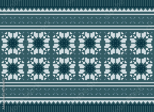 Geometric ethnic oriental seamless pattern traditional Design for background,carpet,wallpaper.clothing,wrapping,Batik fabric,Vector illustration.embroidery style - Sadu, sadou,