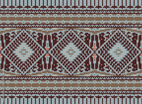 Geometric ethnic oriental seamless pattern traditional Design for background,carpet,wallpaper.clothing,wrapping,Batik fabric,Vector illustration.embroidery style - Sadu, sadou,