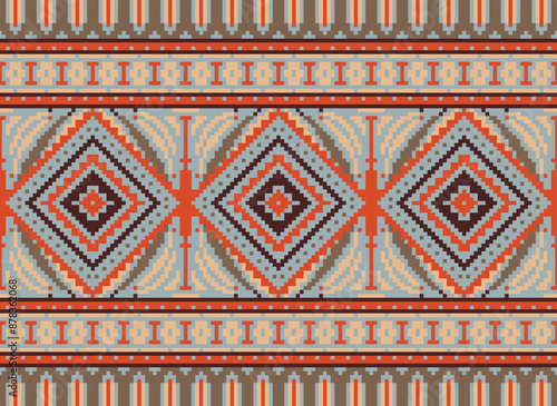 Geometric ethnic oriental seamless pattern traditional Design for background,carpet,wallpaper.clothing,wrapping,Batik fabric,Vector illustration.embroidery style - Sadu, sadou,