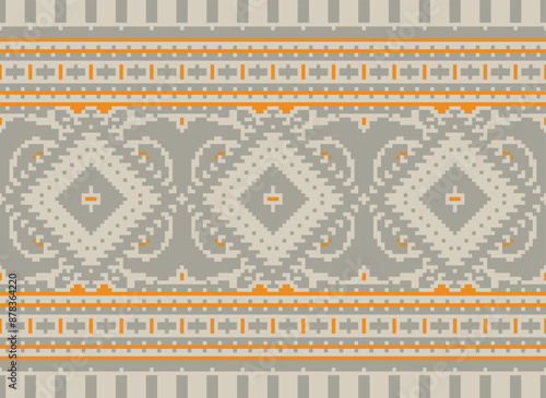 Geometric ethnic oriental seamless pattern traditional Design for background,carpet,wallpaper.clothing,wrapping,Batik fabric,Vector illustration.embroidery style - Sadu, sadou,