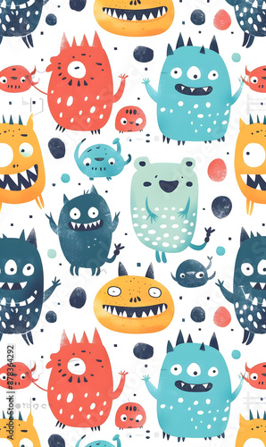 2D illustrator doodle tile patterns with cute graphic designs photo