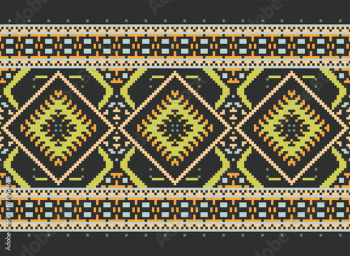 Geometric ethnic oriental seamless pattern traditional Design for background,carpet,wallpaper.clothing,wrapping,Batik fabric,Vector illustration.embroidery style - Sadu, sadou,