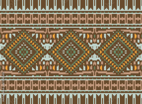 Geometric ethnic oriental seamless pattern traditional Design for background,carpet,wallpaper.clothing,wrapping,Batik fabric,Vector illustration.embroidery style - Sadu, sadou,