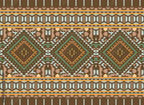 Geometric ethnic oriental seamless pattern traditional Design for background,carpet,wallpaper.clothing,wrapping,Batik fabric,Vector illustration.embroidery style - Sadu, sadou,