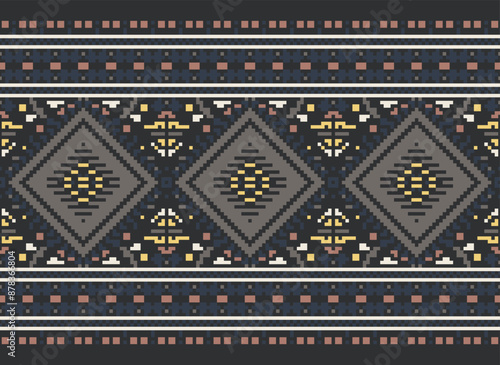 Geometric ethnic oriental seamless pattern traditional Design for background,carpet,wallpaper.clothing,wrapping,Batik fabric,Vector illustration.embroidery style - Sadu, sadou,