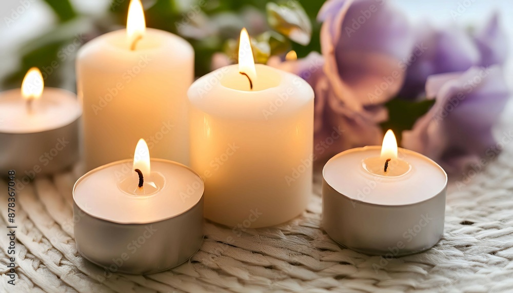 Group of romantic Candles with Flowers Group of romantic Candles with Flowers