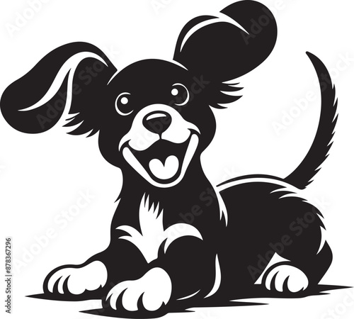 Playing dog silhouette vector eps