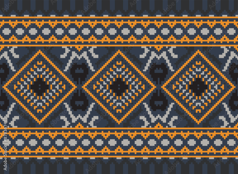 Geometric ethnic oriental seamless pattern traditional Design for background,carpet,wallpaper.clothing,wrapping,Batik fabric,Vector illustration.embroidery style - Sadu, sadou, Geometric ethnic oriental seamless pattern traditional Design for background,carpet,wallpaper.clothing,wrapping,Batik fabric,Vector illustration.embroidery style - Sadu, sadou,
