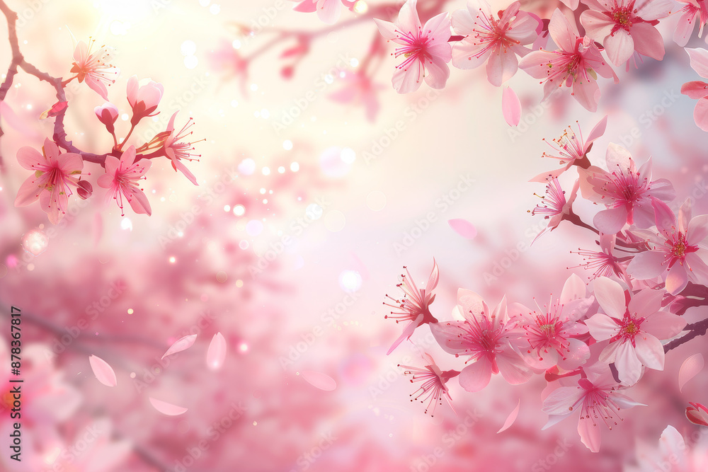 A painting of a cherry blossom tree with pink flowers A painting of a cherry blossom tree with pink flowers