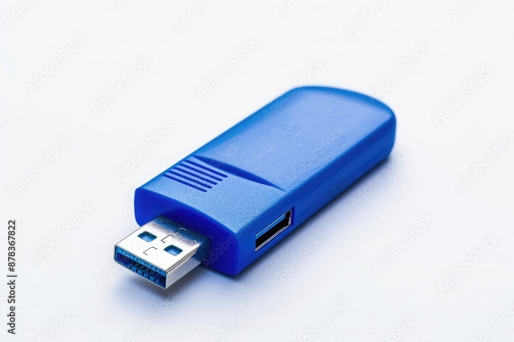 usb flash drive on white, a blue USB drive isolated usb flash drive on white, a blue USB drive isolated