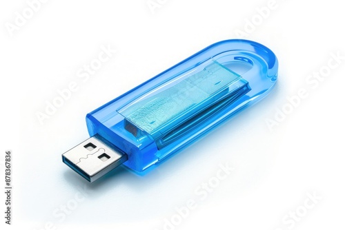 usb flash drive, a blue USB drive isolated