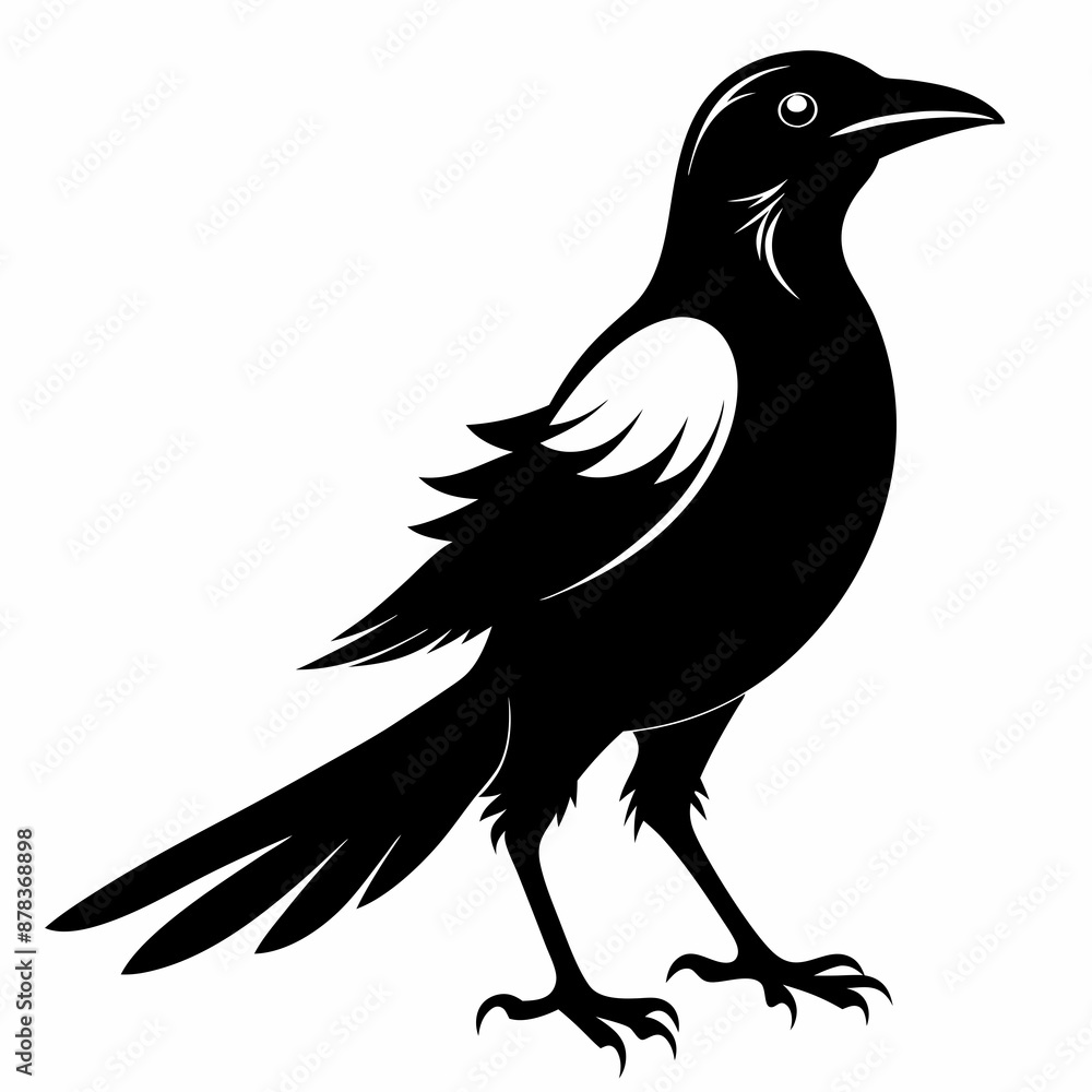 Obraz premium Magpie silhouette black